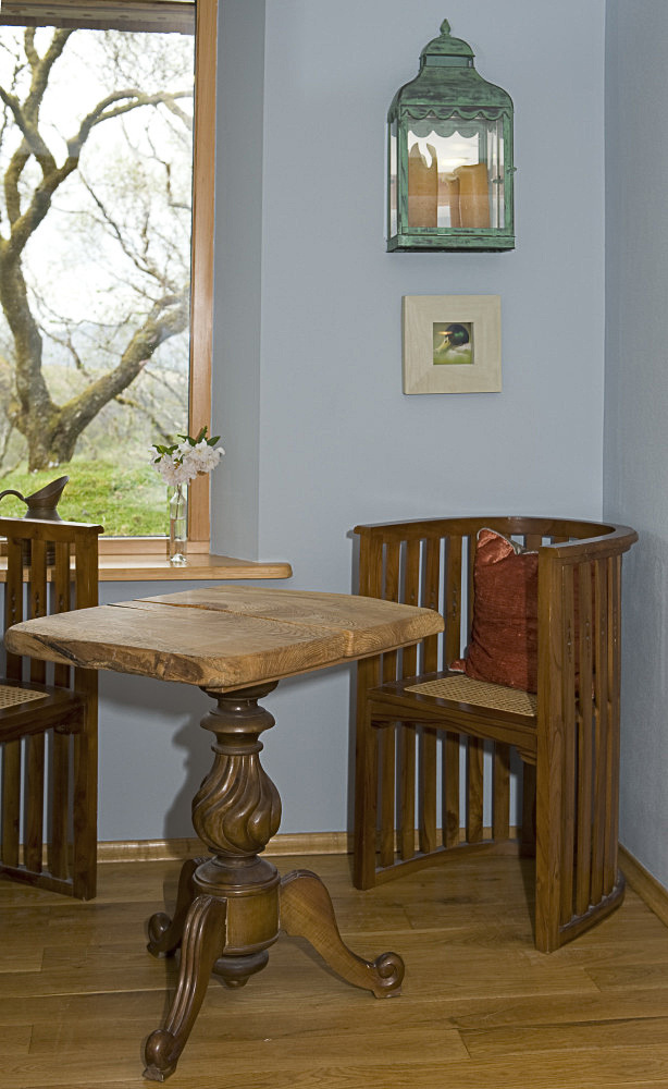table and chairs in double bedroom, Sithean - environmentally sensitively constructed, high quality Self-catering holiday accommodation. Glen Lonan, Taynuilt, near Oban, Argyll, Scottish highlands, Scotland 

C180507NF5D0173-1CS0