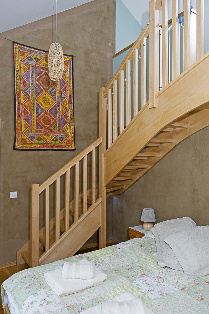 double bedroom with a mezzanine, Sithean - environmentally sensitively constructed, high quality Self-catering holiday accommodation. Glen Lonan, Taynuilt, near Oban, Argyll, Scottish highlands, Scotland 

C180507NF5D0151-1CS0